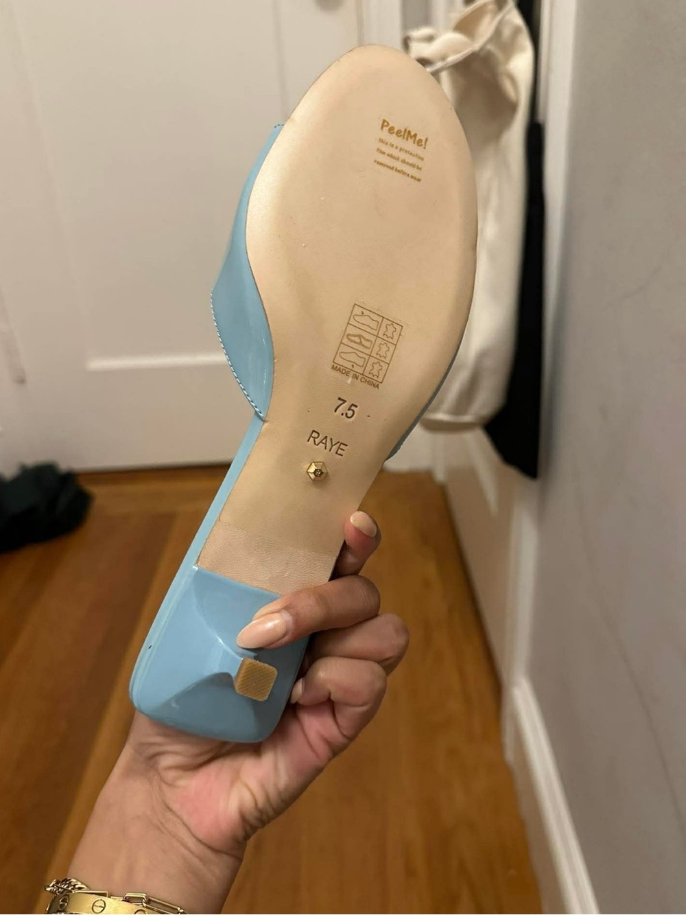 Raye Patent Buckle Slide Sandal in Light Blue - Picture 4 of 4